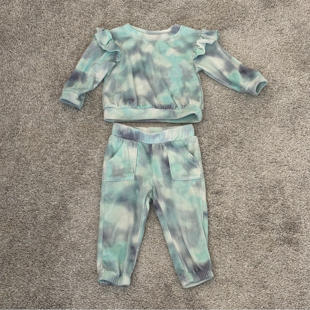 Cat and Jack Toddler Girls Tie Dye Micro Fleece Sweatshirt and Pants Set